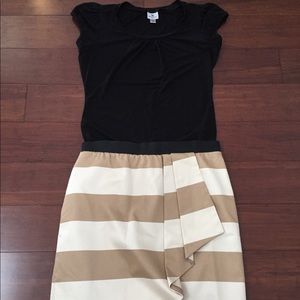 Striped Skirt and Black Top Set